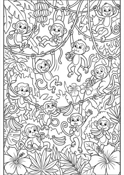 Monkey coloring page