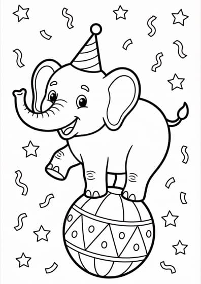 Circus elephant coloring page