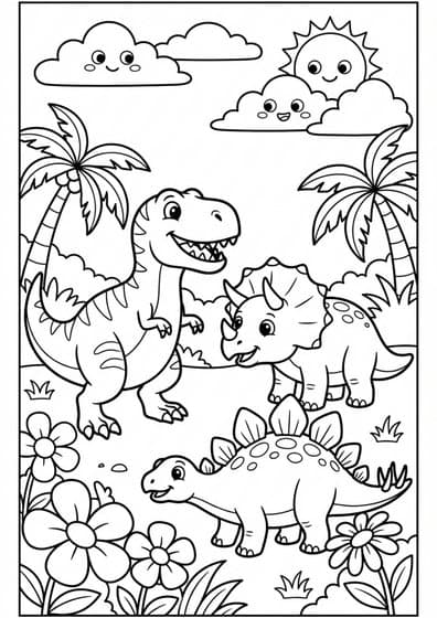 Dinosaur family coloring page