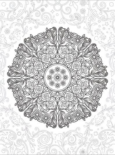 Floral mandala coloring page